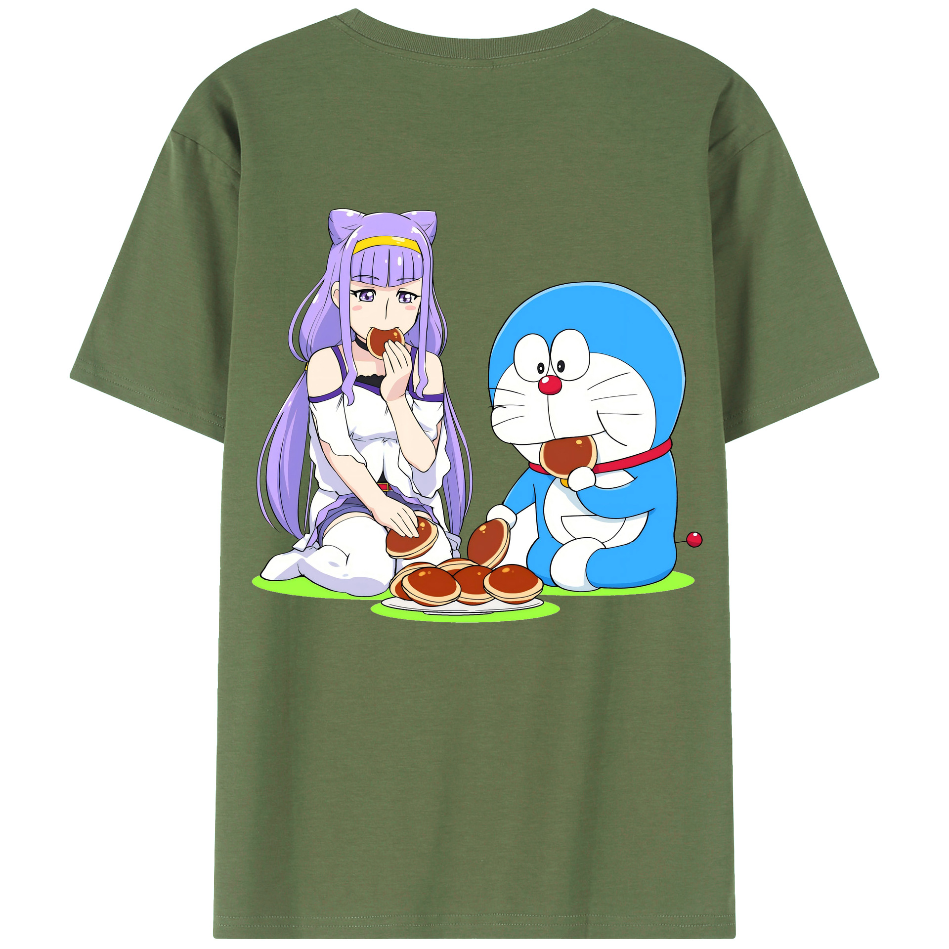（画像用） ドラえもん Doraemon 綿100％ メンズ半袖Tシャツ（バックプリント） 通気性